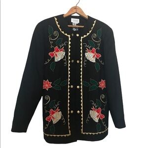 Vintage JENNA 100% Wool Embroidered Christmas Jacket/Blazer Size 10